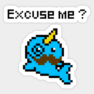 Narwhal mustache pixel art Sticker